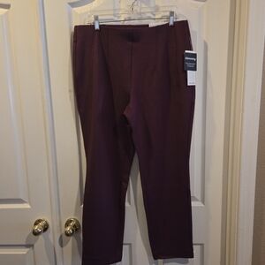 New Rafaella High Rise Pants Burgundy The Slim Size XL Career Work Pull Up XL